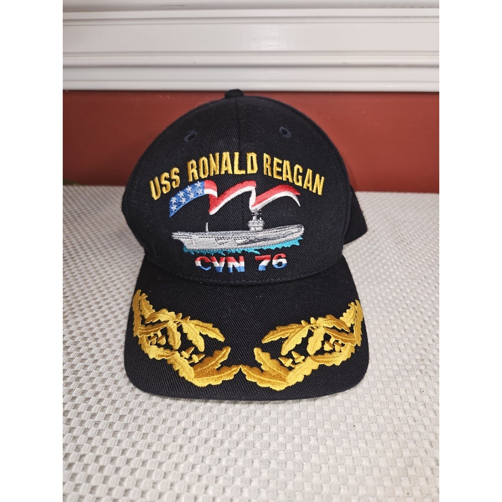 Vintage USS Ronald Reagan CVN 76 Hat Snapback Navy Command Cap Scrambled Eggs